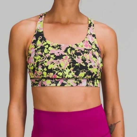 lululemon athletica Other - Lululemon Energy Bra Luxtreme NWT Size 4 Inflect Floral Highlight Yellow Multi